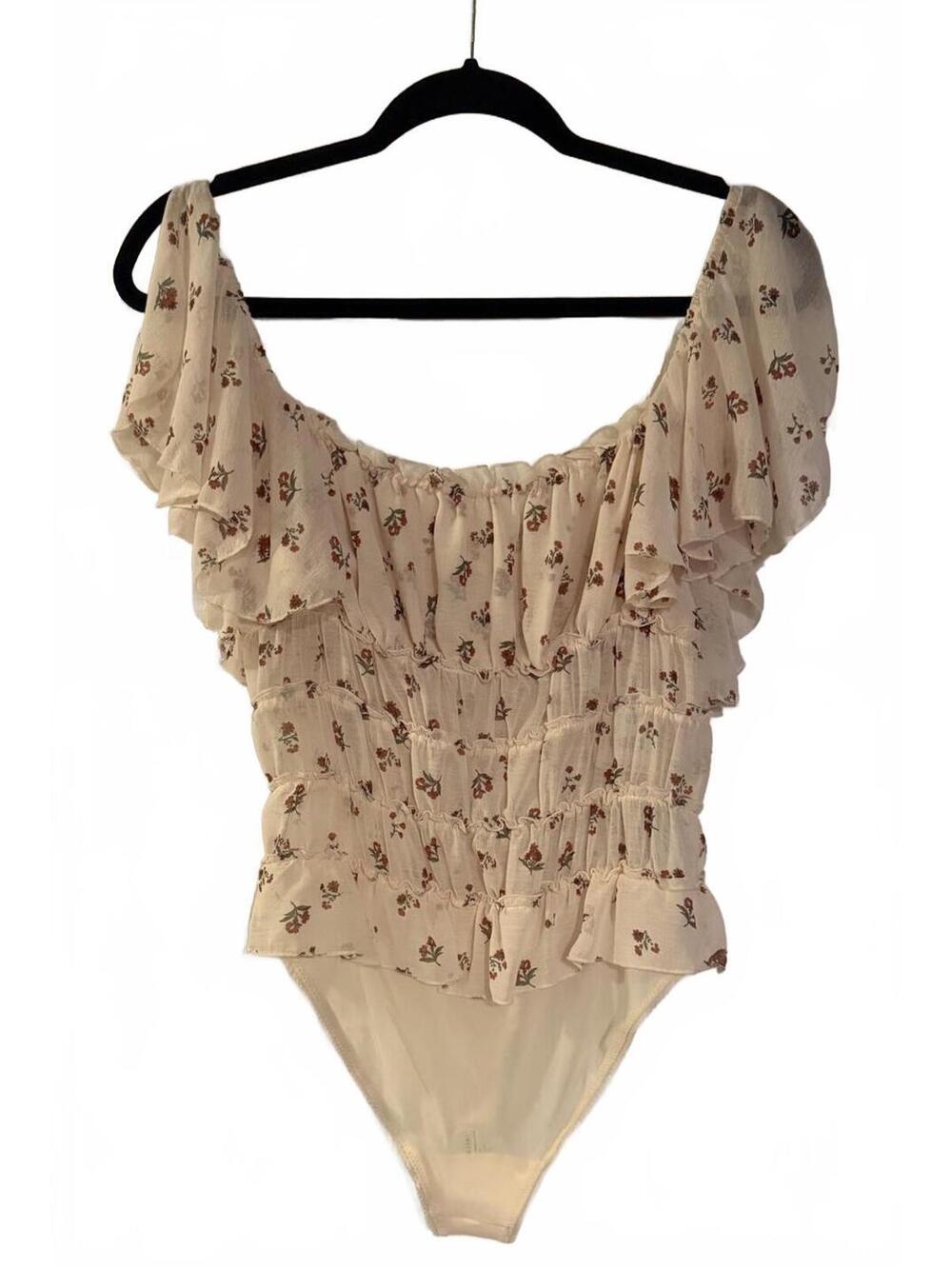 NWT Free People Intimately Floral Smocked Bodysuit Small